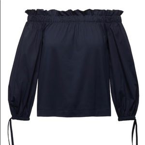 Banana Republic Off the Shoulder Navy Blue Supima